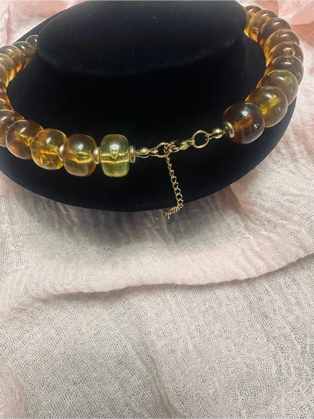 Amber Acrylic Bead Necklace - Dopamine Dressing Elegant Honey Tones NWOT